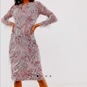 Rose Gold & Silver Sequins fringe dress